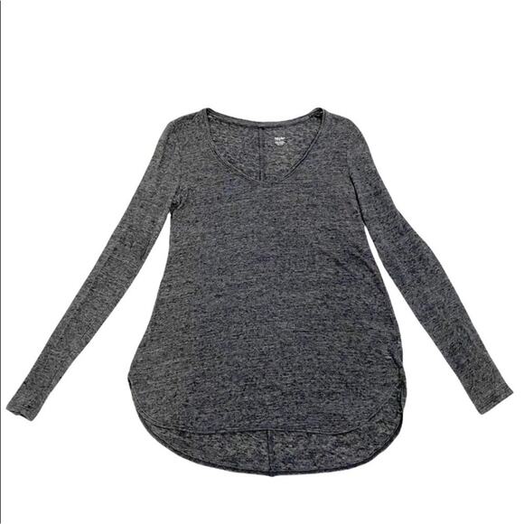 Mossimo Marled Gray Linen Blend Long Sleeves V-Neck Top, Size XS - Picture 4 of 10